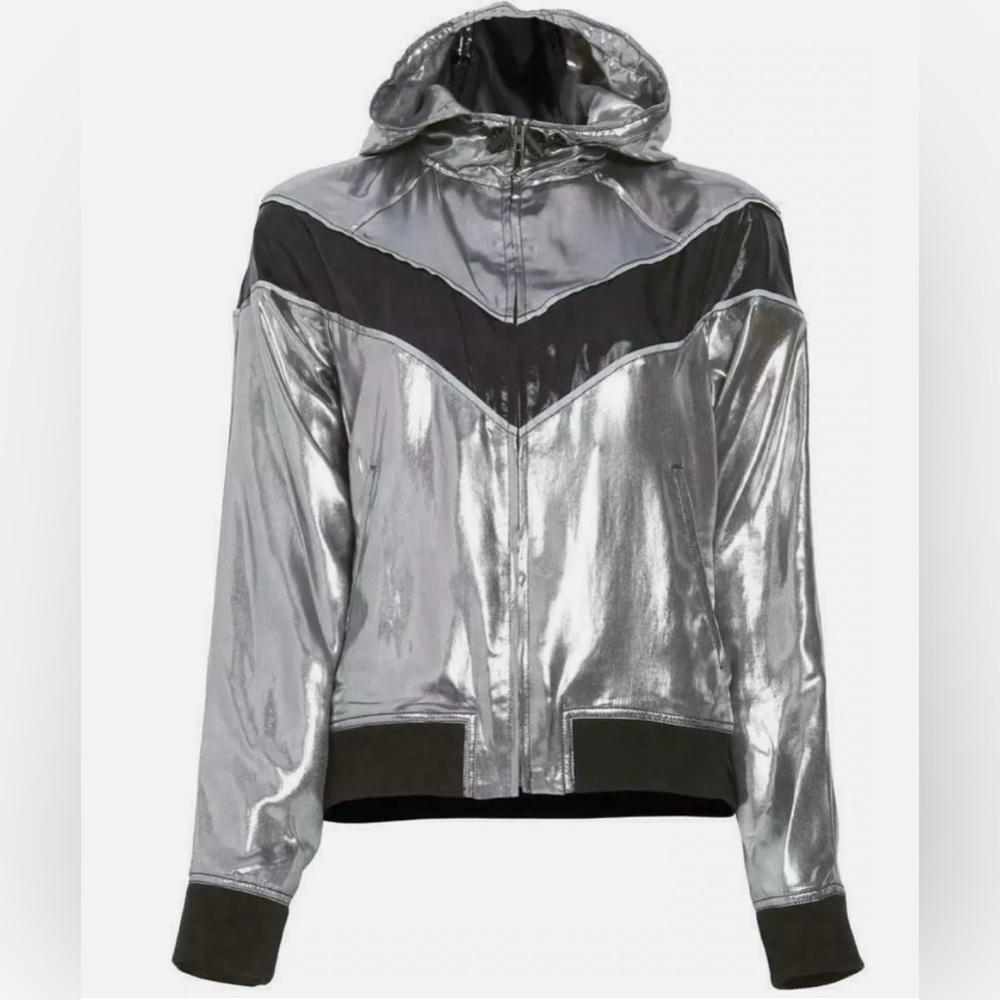 Rag & Bone SLOANE jacket silver metallic grey black sporty M